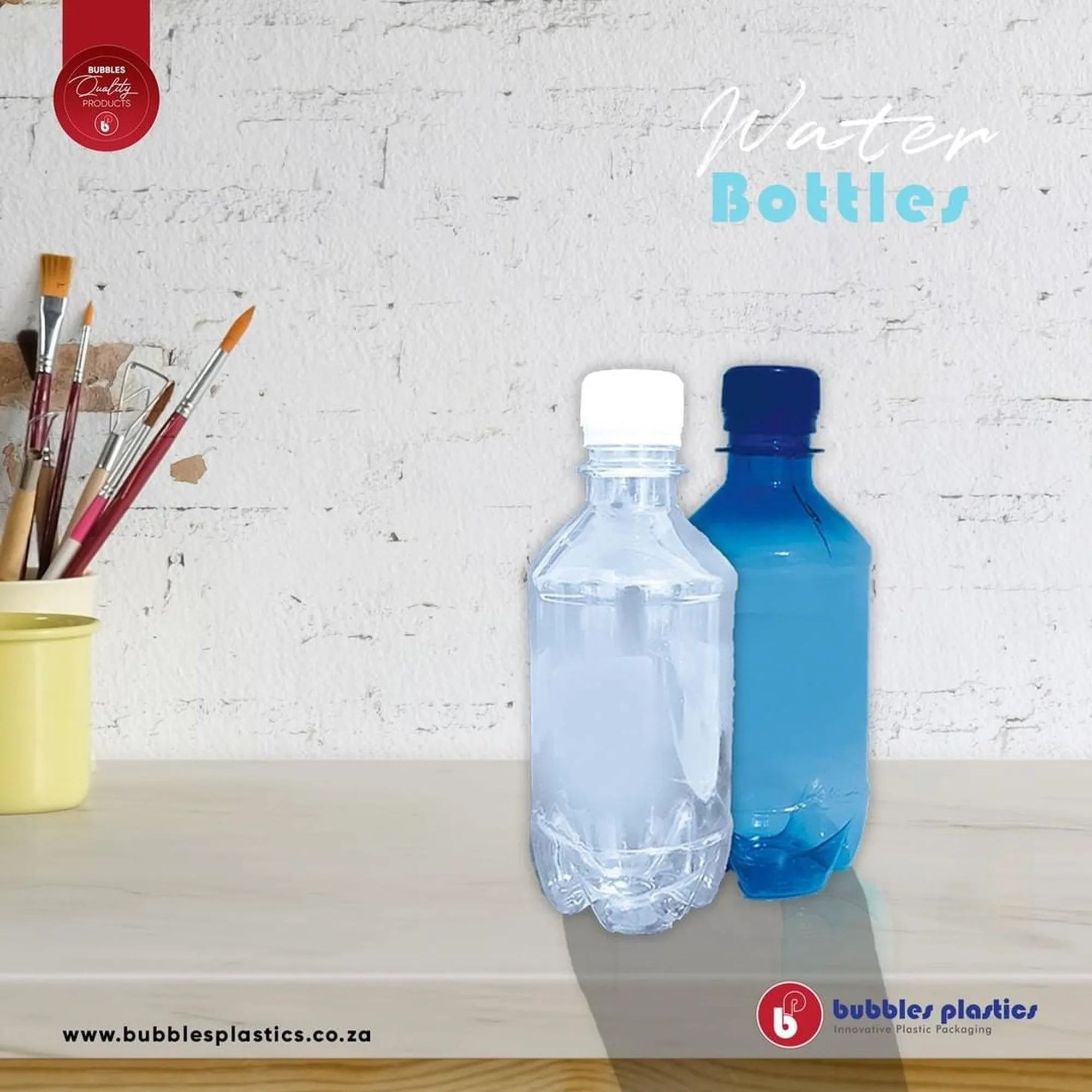 330ml PET Plastic Water Bottle Clear with Lid 10pack