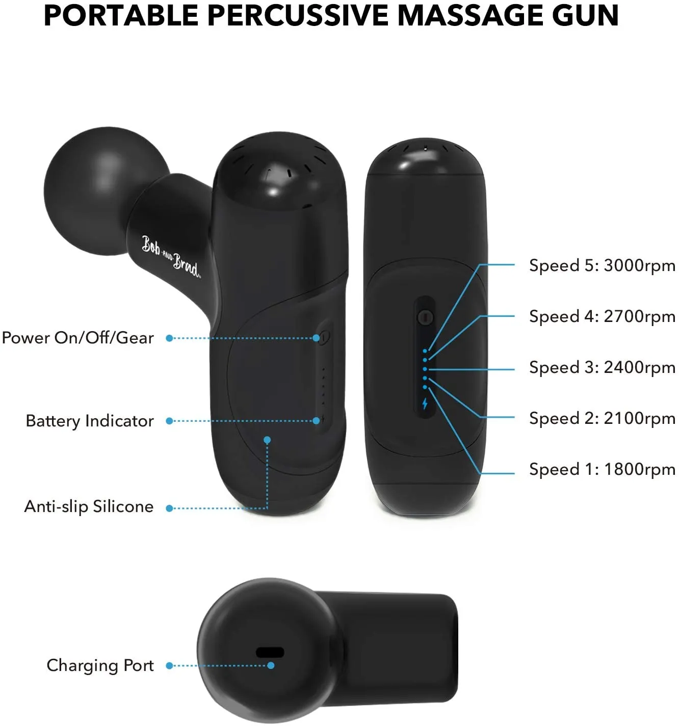 BOB AND BRAD Q2 Mini Massage Gun, Pocket-Sized Deep Tissue Massager Gun (Open box)