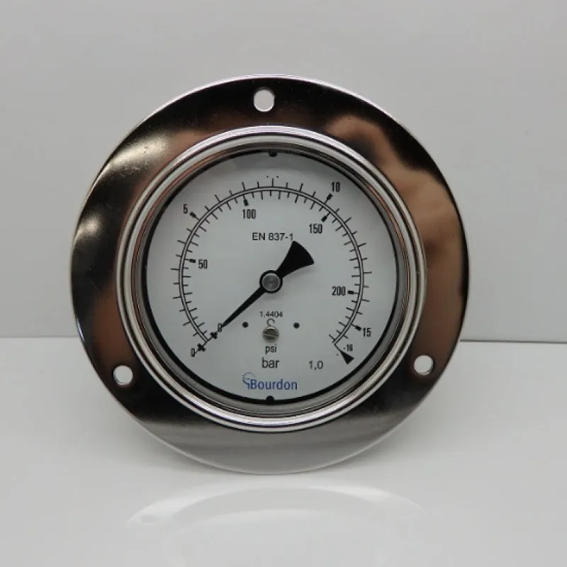 Bourdon 4" 0-16 Bar/PSI 1/2" NPT LBM Industrial Pressure Gauge MEX5-B60.K24/0670