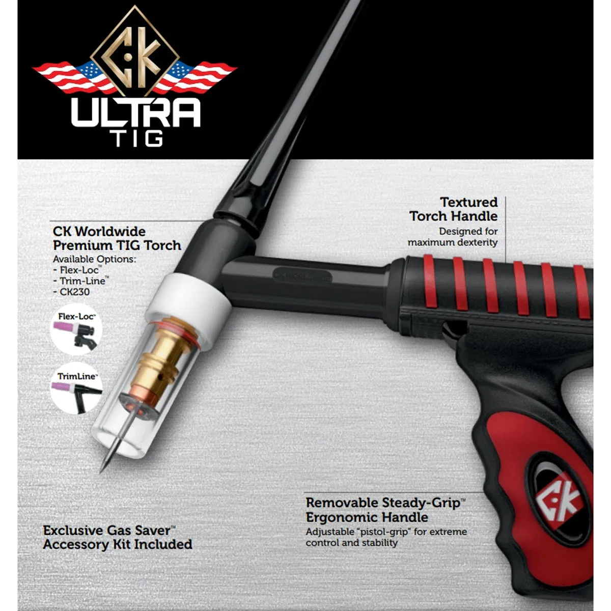 CK Worldwide Water Cooled UltraTIG Flexloc Superflex TIG Torch (USFL25XXSF)