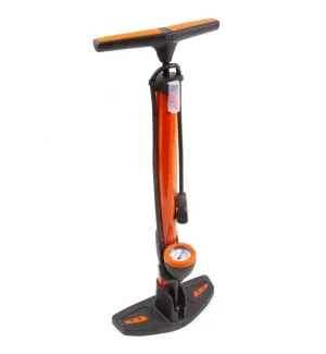 Clarks Bicycle Track Pump With Pressure Gauge - Orange - Alloy Body - Dual Head