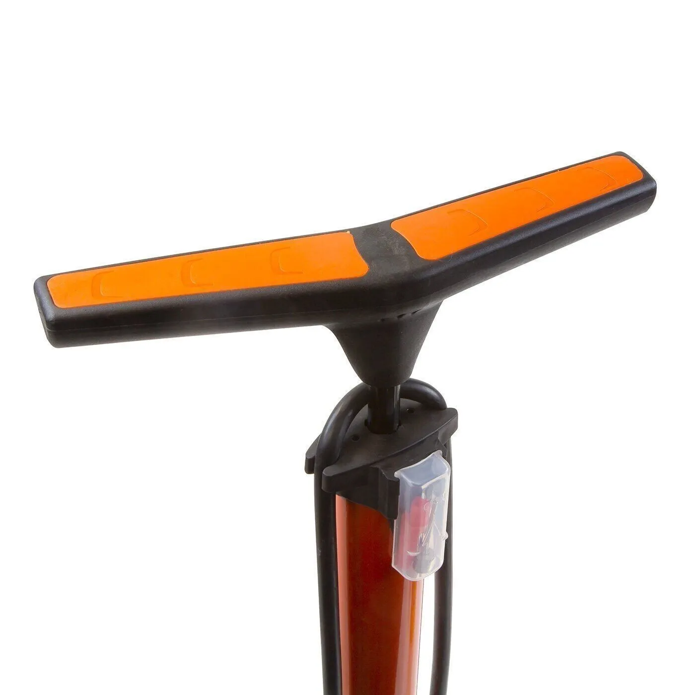 Clarks Bicycle Track Pump With Pressure Gauge - Orange - Alloy Body - Dual Head