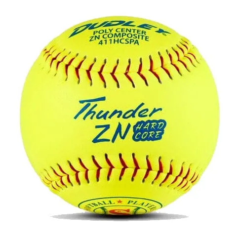 Dudley Thunder HARD CORE Slowpitch Softball 12” SPA Stamped  – One Dozen:  412HCSPA