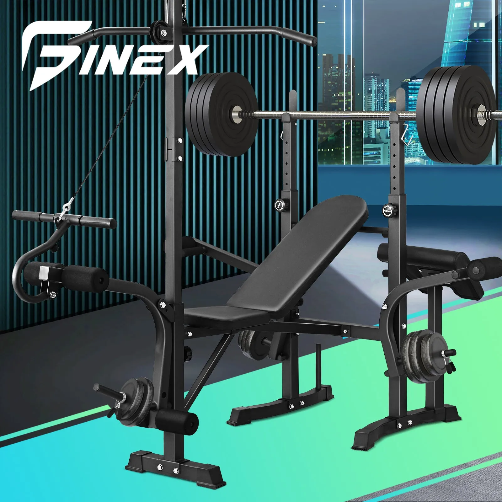 Finex Bench Press Weight Bench Multi-Station Fitness Gym Pulldown Equipment