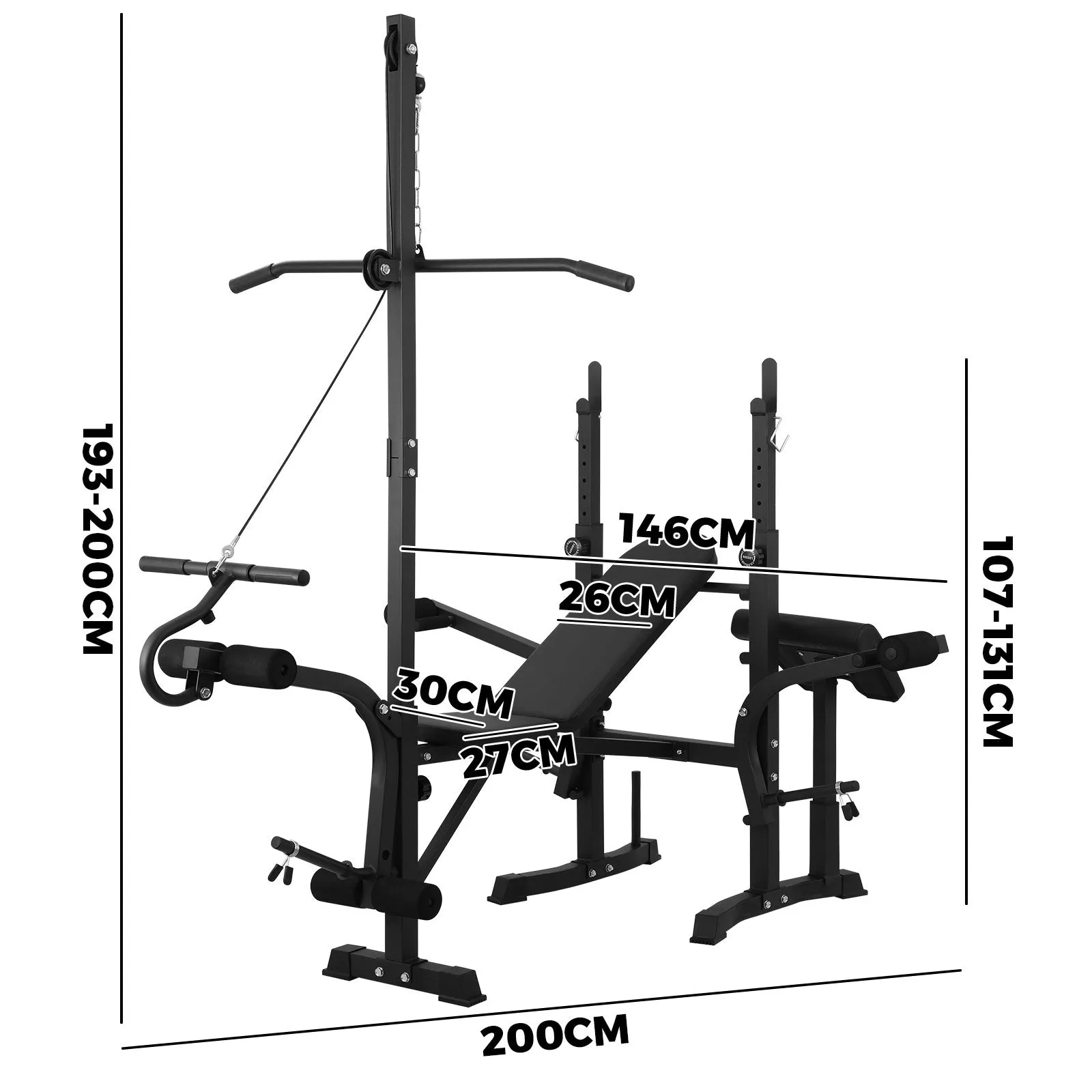 Finex Bench Press Weight Bench Multi-Station Fitness Gym Pulldown Equipment