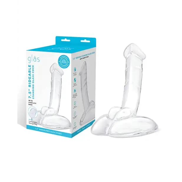 Glas 7.5" Rideable Standing Cock w/Stability Base