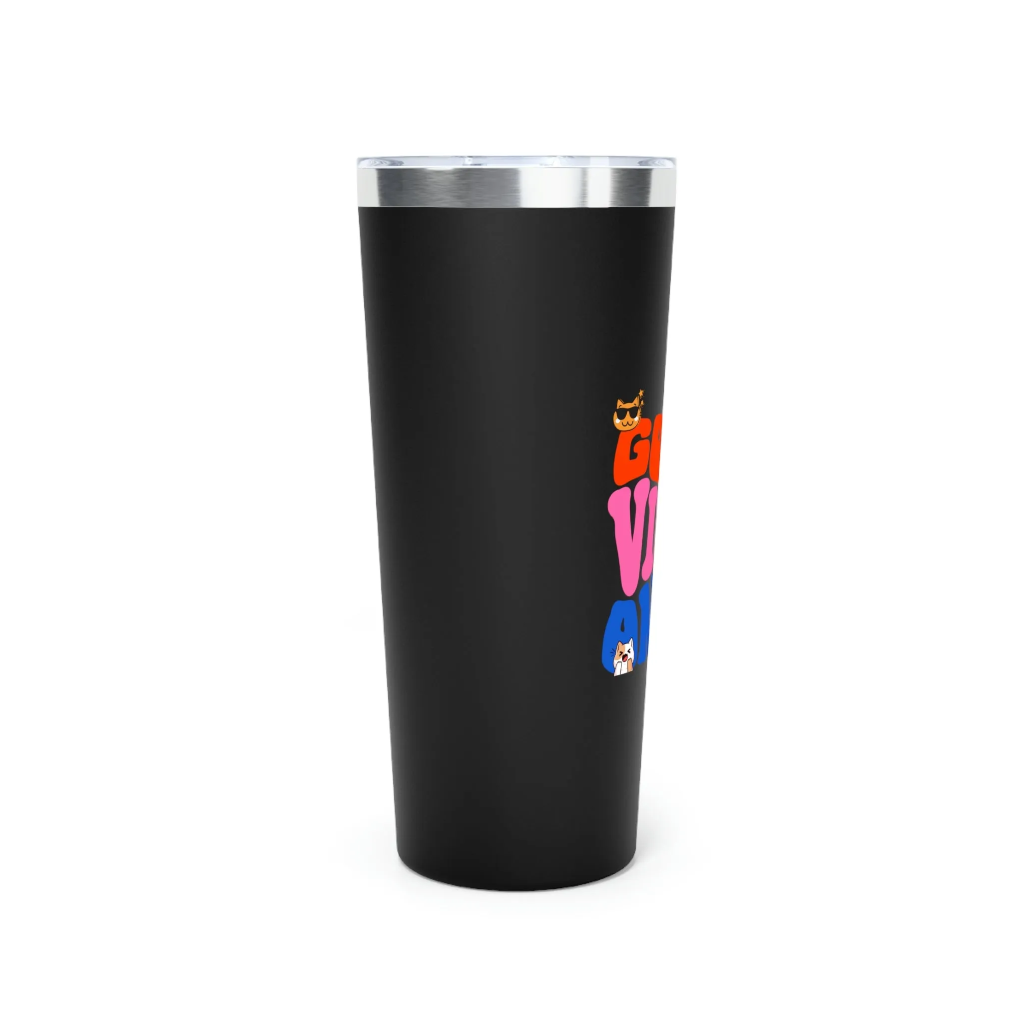 Good Vibes Only Cat POD Copper Vacuum Insulated Tumbler, 22oz