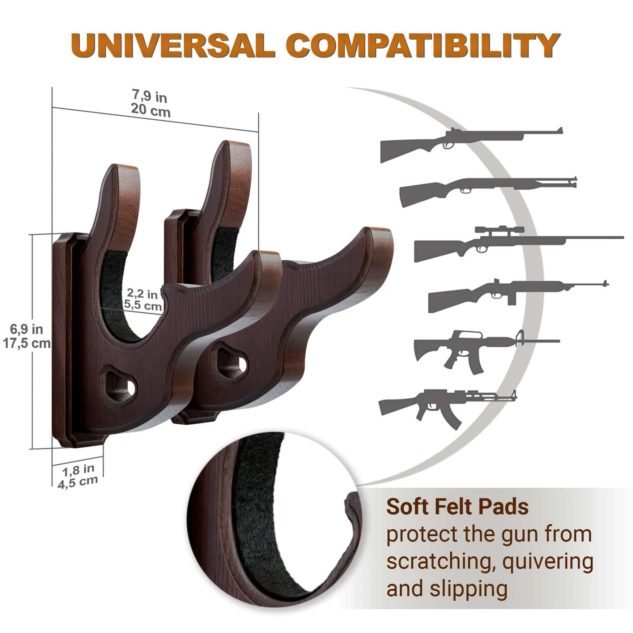 Gun Rack Wall Mount Hold Up Displays Horizontal Gun Rack Shotgun Bow Hooks