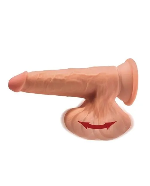 King Cock Plus 7" Triple Density Cock W-swinging Balls - Tan