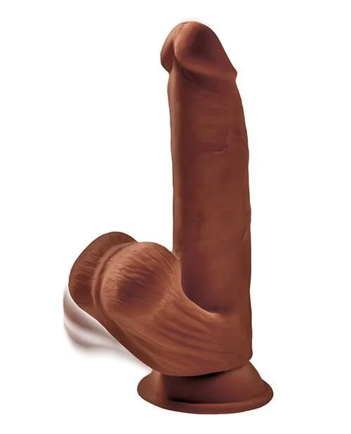 King Cock Plus 8" Triple Density Cock W-swinging Balls - Brown