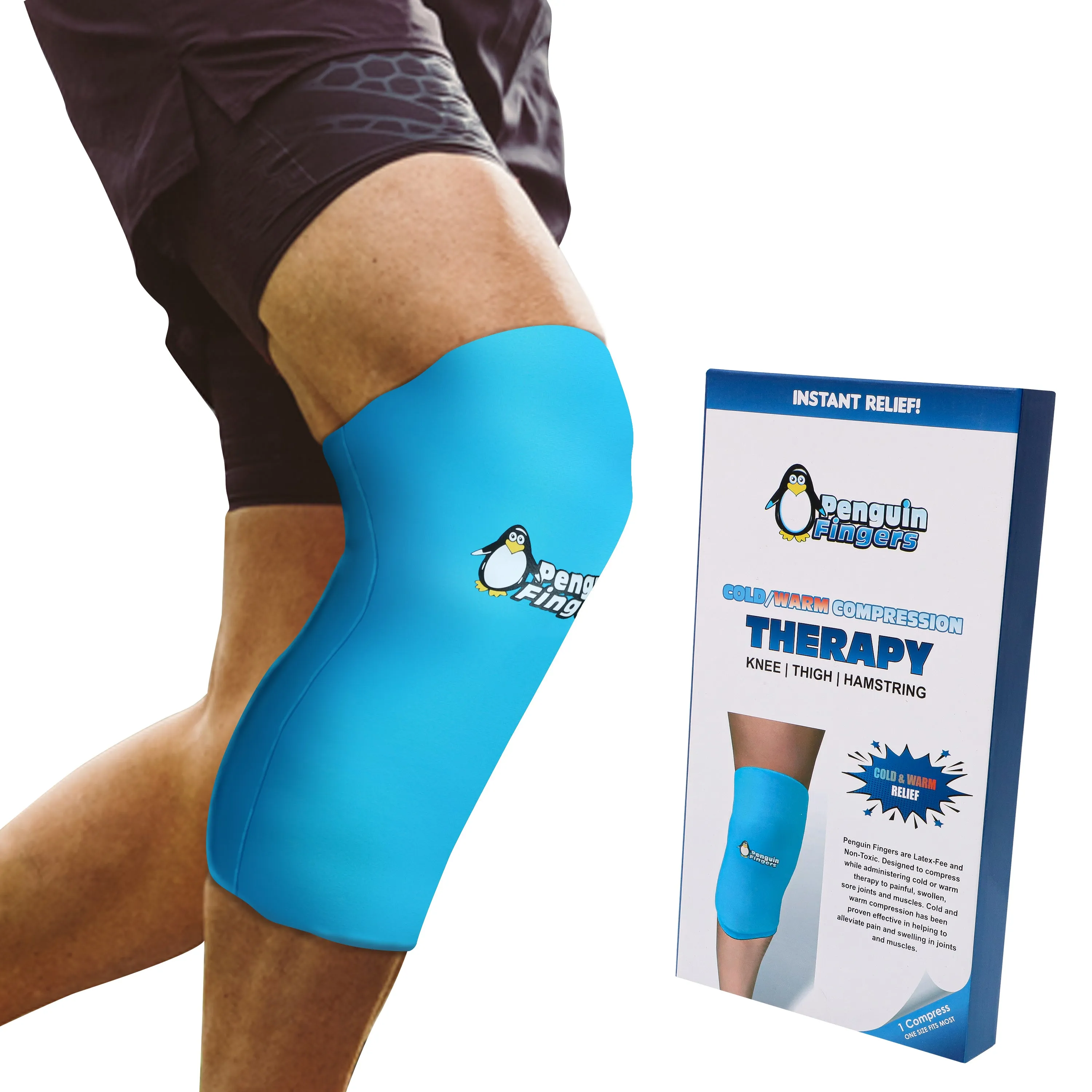 Knee Ice Pack, Soft, Hot/Cold Compression Sleeve, Pain Relief for Knees,Thighs,and Shins,Latex Free