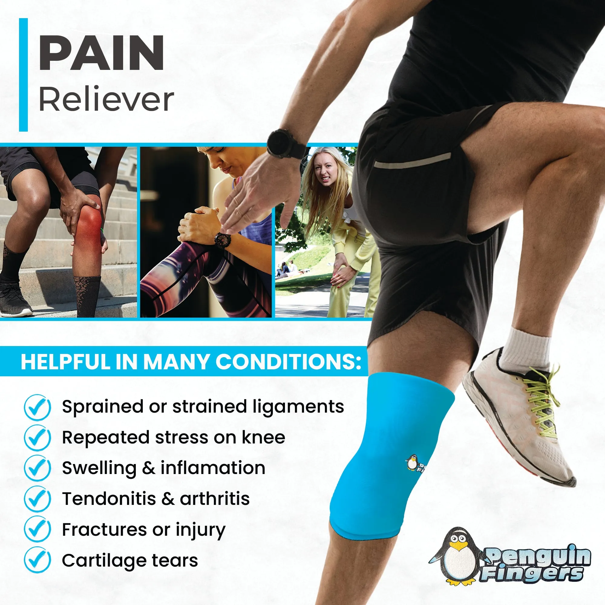 Knee Ice Pack, Soft, Hot/Cold Compression Sleeve, Pain Relief for Knees,Thighs,and Shins,Latex Free