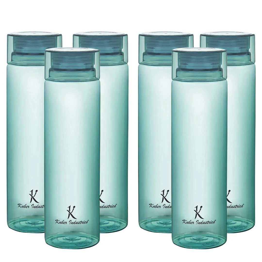 Kuber Industries Water Bottle | Plastic Water Bottle for Fridge | Water Bottle for Kitchen | Ideal for Restaurant | Water Bottle for Refrigerator | Square H2O Bottle | 1 LTR | Pack of 3 | Blue