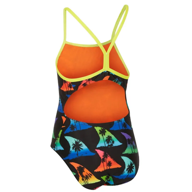 Maru - Shark Bait Pacer Fly Back Girls Swimsuit - Black/Multi