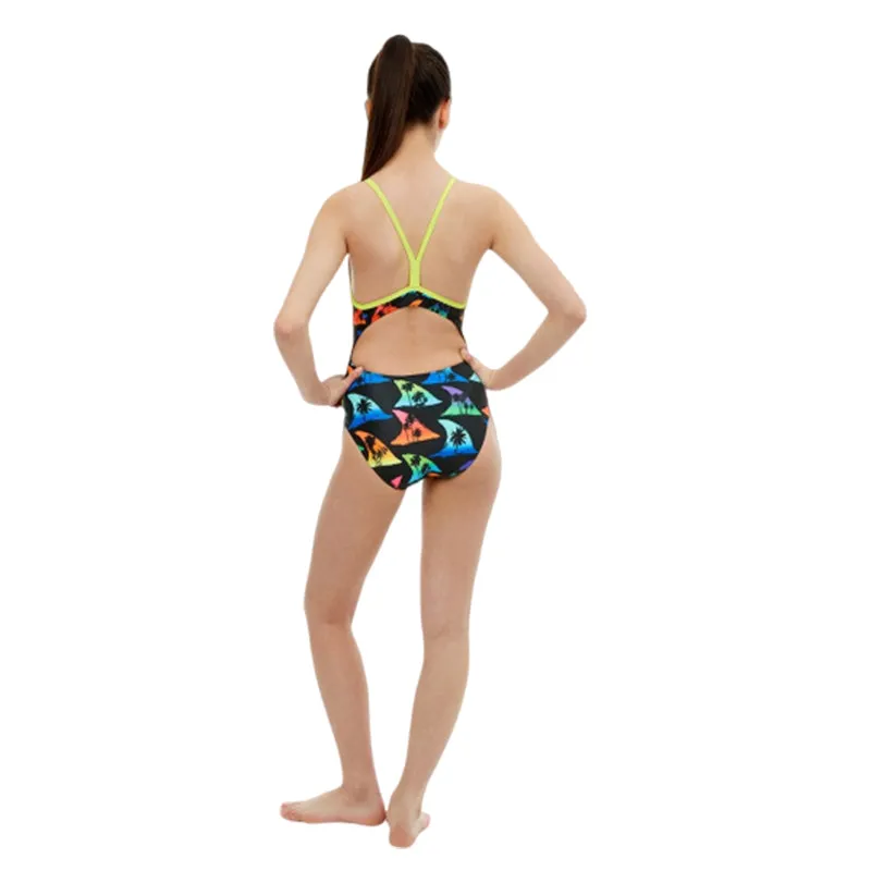 Maru - Shark Bait Pacer Fly Back Girls Swimsuit - Black/Multi