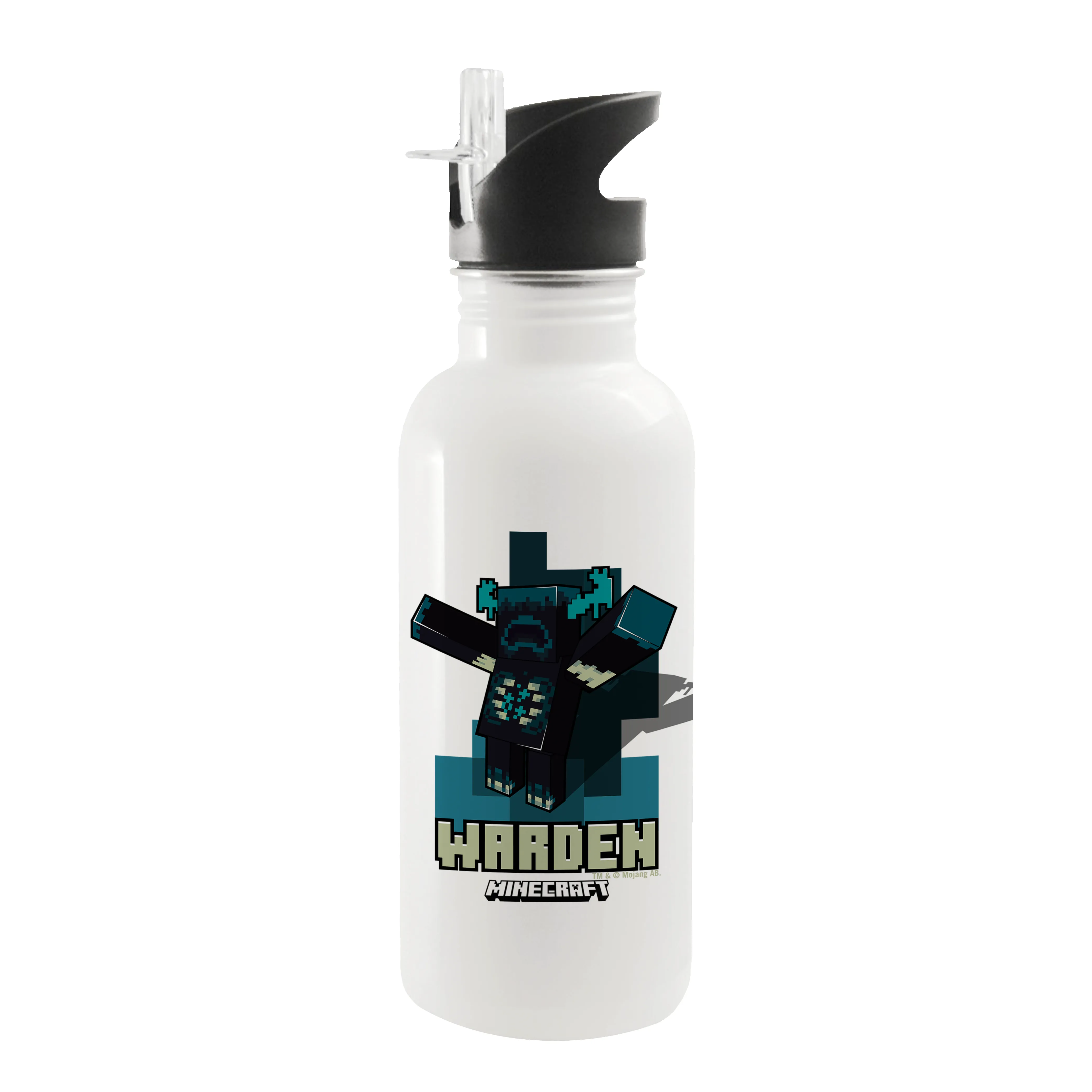 Minecraft Warden 20 oz Screw Top Water Bottle with Straw