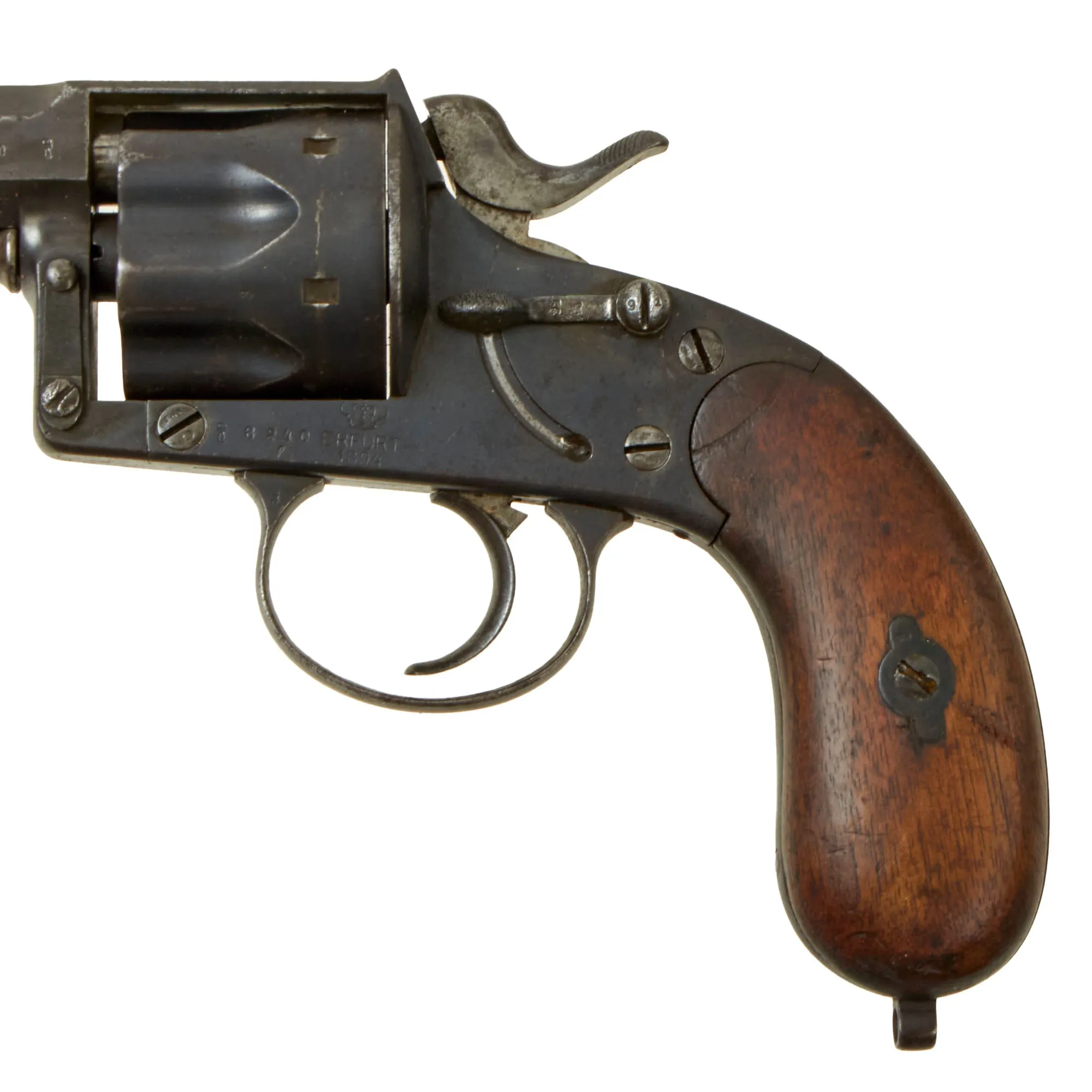 Original Imperial German Artillery Regiment Marked M1883 Reichsrevolver by Erfurt dated 1894 in Period Leather Holster - Serial 8240 l