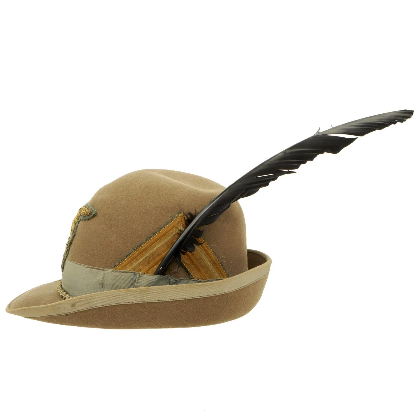 Original WWII Royal Italian Army Alpine Division Officer Alpini Cap with Feather - Size 7 1/4