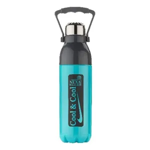 Sakar Plastic Insulated Water Bottle with Handle | Smoothly Opener in Stainless Steel Cap | Durable & Lightweight | Leak-Proof Design (Multi-Color,Pack of 1)(2000 ml).