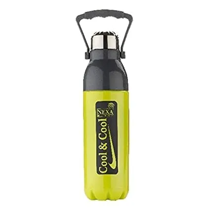 Sakar Plastic Insulated Water Bottle with Handle | Smoothly Opener in Stainless Steel Cap | Durable & Lightweight | Leak-Proof Design (Multi-Color,Pack of 1)(2000 ml).