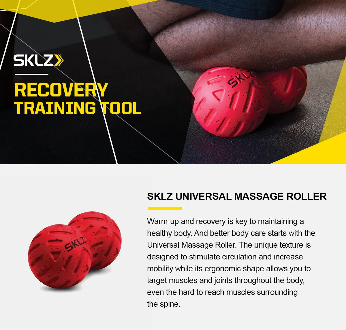 SKLZ Universal Massage Roller- 8" Textured Double Massager