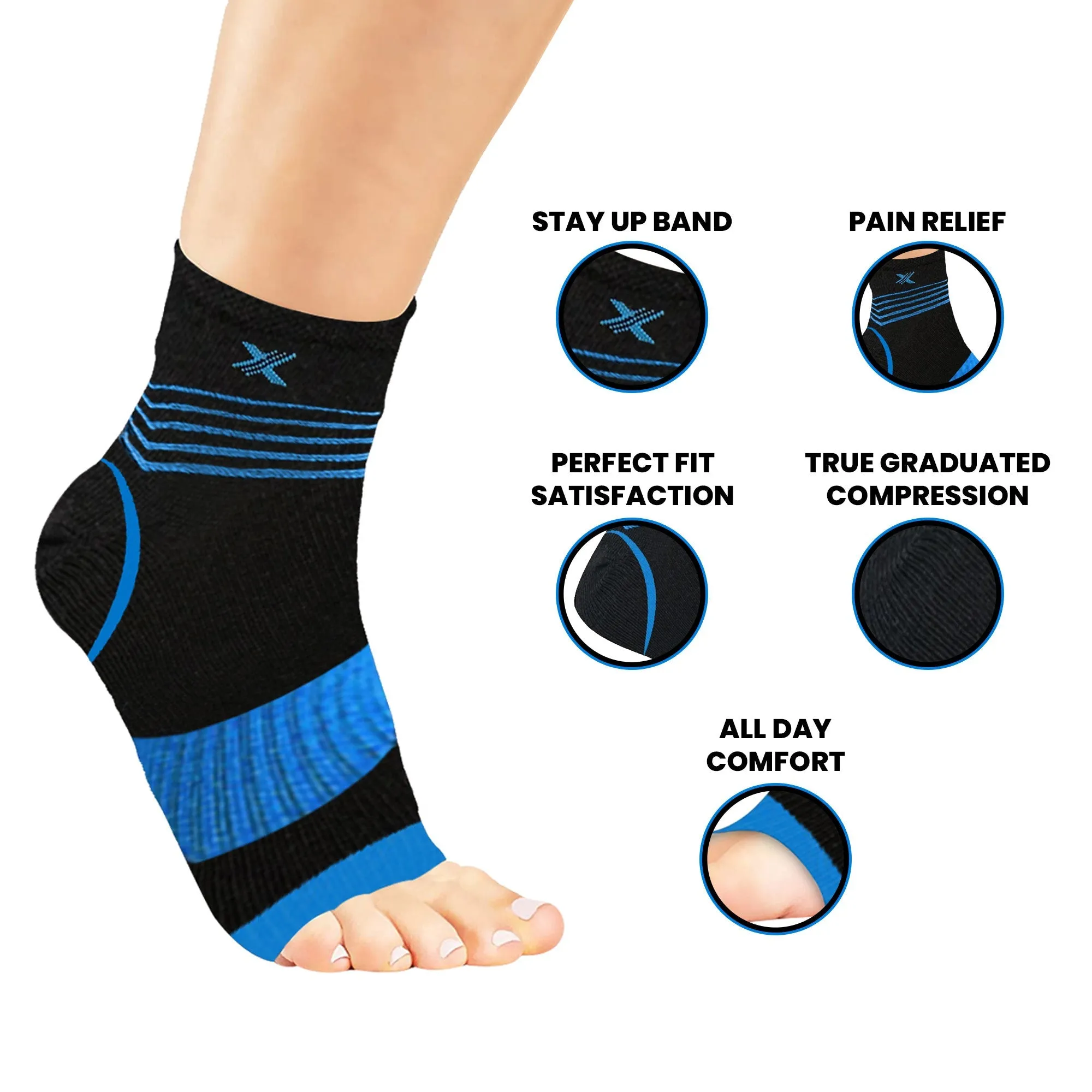 Ultra-V Striped Compression Ankle Sleeves