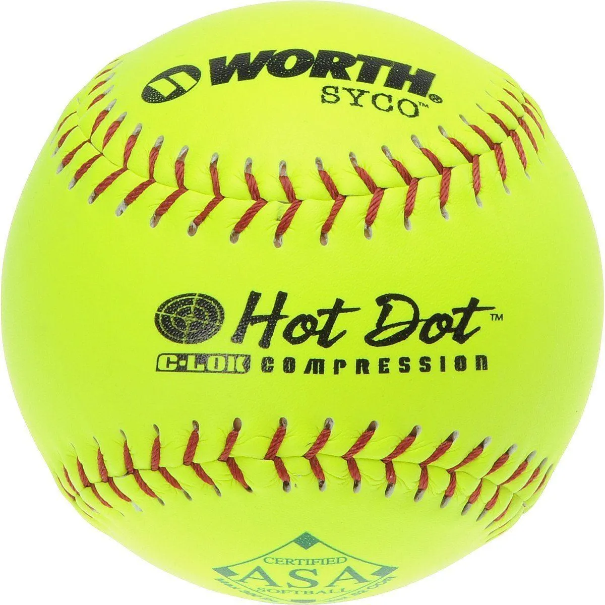 Worth AHD12CY Hot Dot SYCO ASA Softball 12 Inch - One Dozen